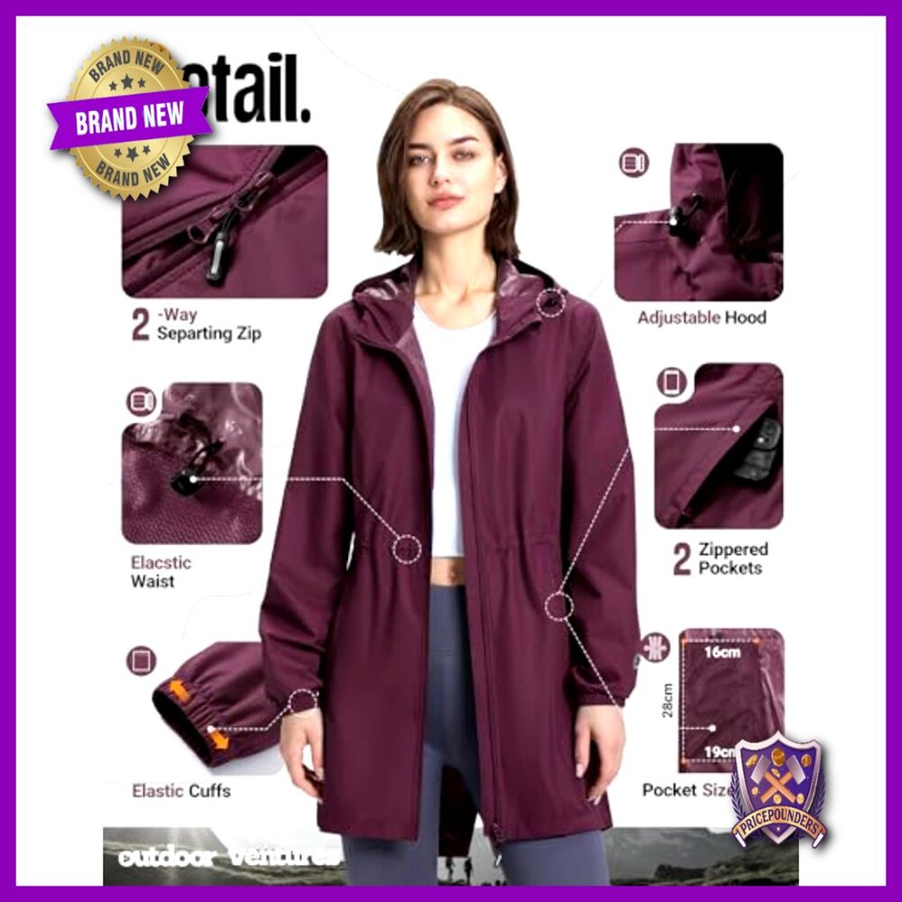 Waterproof Packable Rain Jacket Lightweight Windp… - image 4